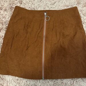 Corduroy Zipper Front Mini Skirt